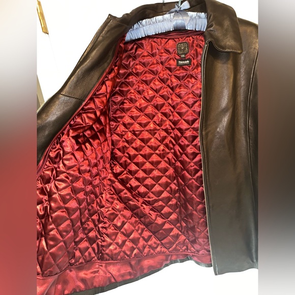 Black Genuine Leather Jacket Wilsons Leather Thinsulate Red Quilted Lining XXL - Picture 3 of 16